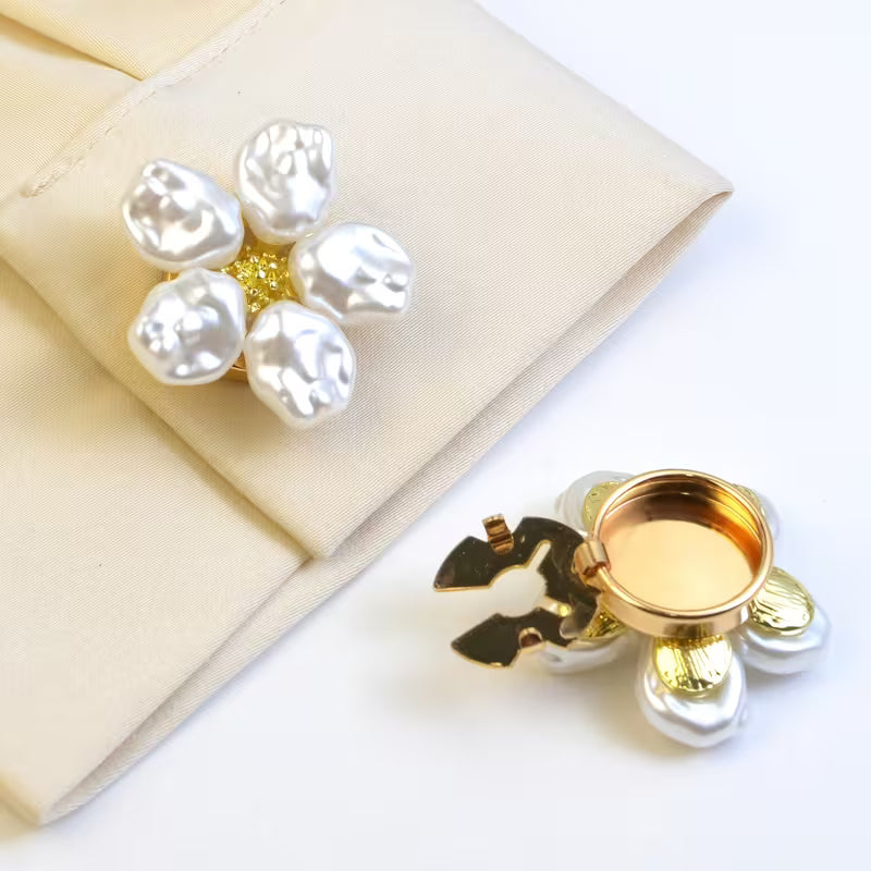 Button Covers Floral design Pearl