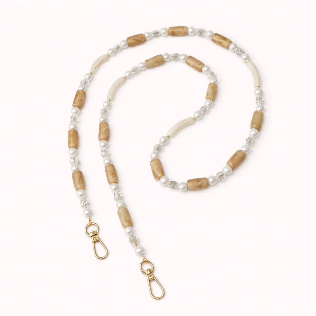 Folie à Trois korte telefoonketting Loretto long beige