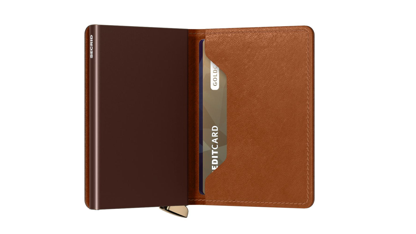 Secrid Preminum Slimwallet EMBOSS Lines cognac