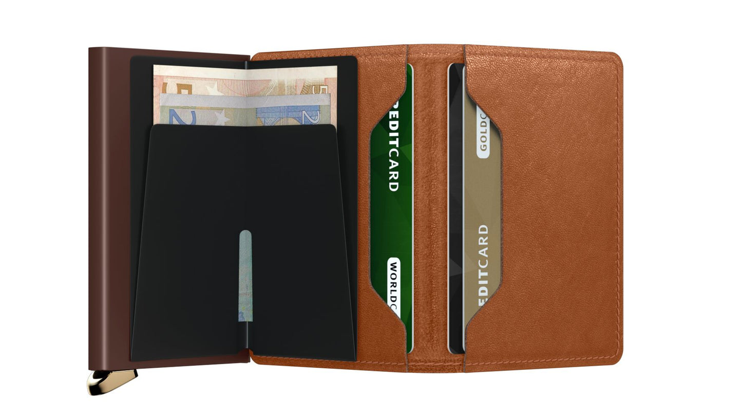 Secrid Preminum Slimwallet EMBOSS Lines cognac