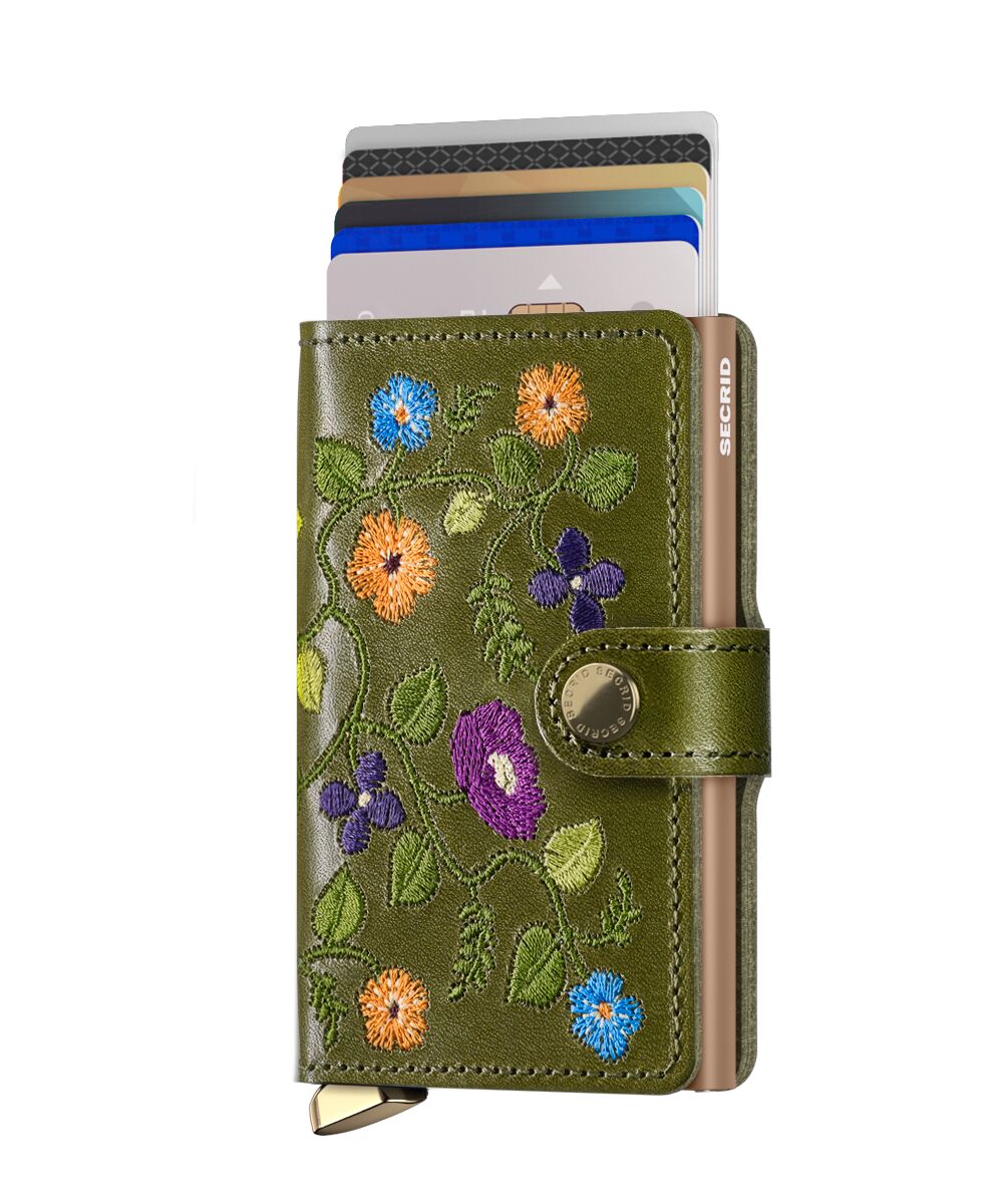 Secrid Miniwallet STITCH Floral Olive
