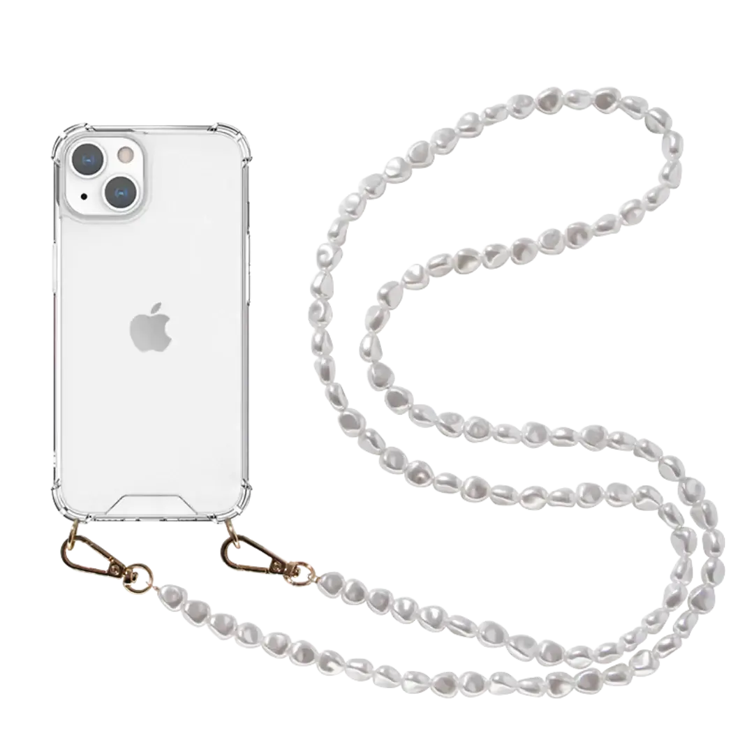 Folie à Trois telefoonketting long pearl