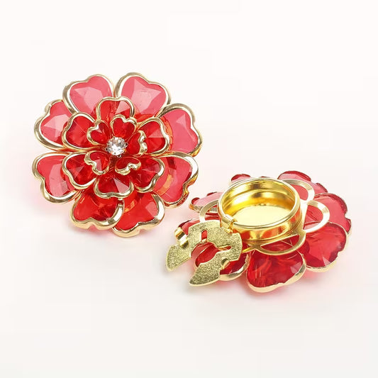 Button Covers   Women'S Floral Rhinestone  red