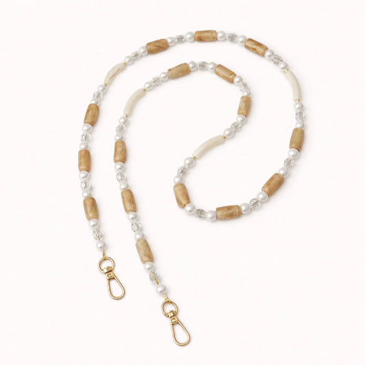 Folie à Trois  korte telefoonketting  Loretto  long beige