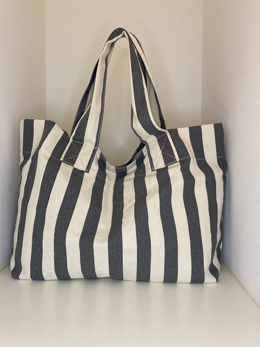 beach shopper  cotton stripes   grey