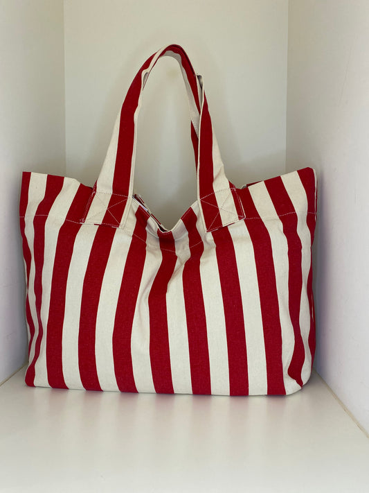 beach shopper  cotton stripes   rood