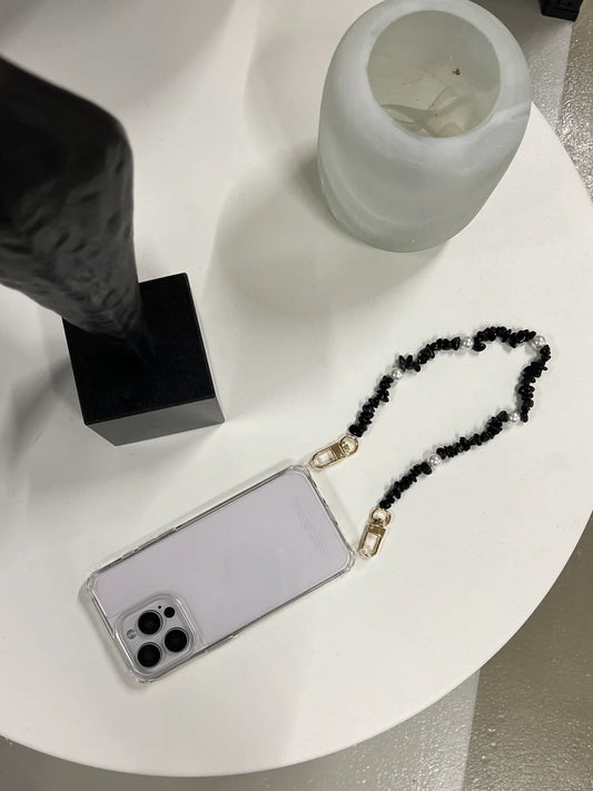 Folie à Trois  korte telefoonketting Shell Whisper  black