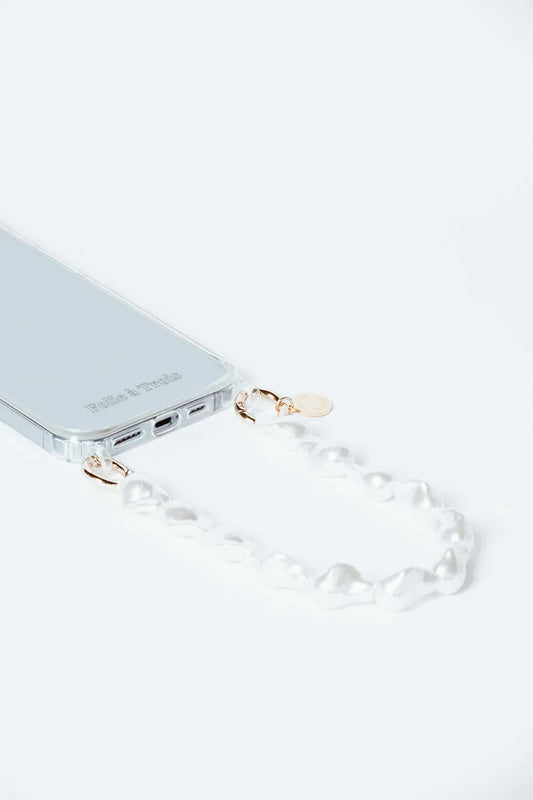 Folie à Trois  korte telefoonketting  pearl