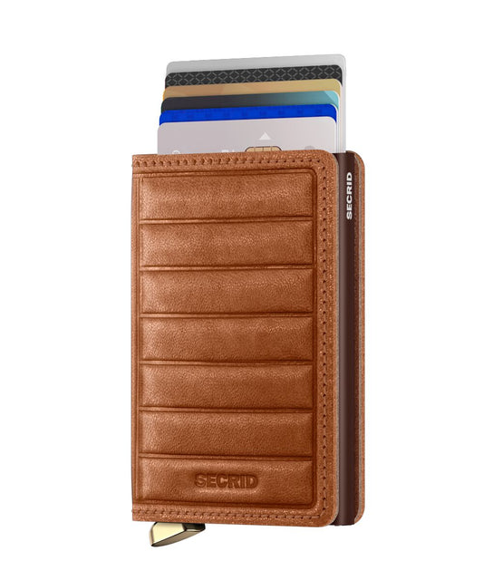 Secrid Preminum Slimwallet   EMBOSS Lines  cognac