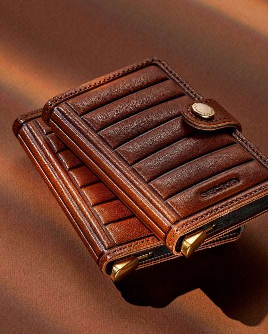 Secrid Premium Miniwallet  EMBOSS Lines  cognac