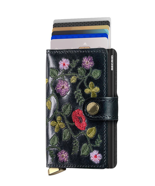 Secrid Miniwallet  STITCH  Floral Black