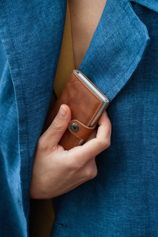 Secrid Miniwallet Vintage cognac-silver