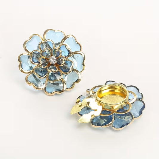 Button Covers   Women'S Floral Rhinestone  blue